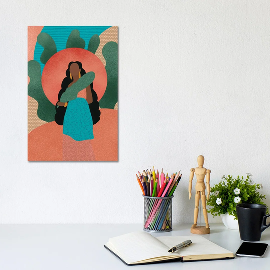 Black Woman in Nature by Sagmoon Paper Co - Wrapped Canvas Graphic Art