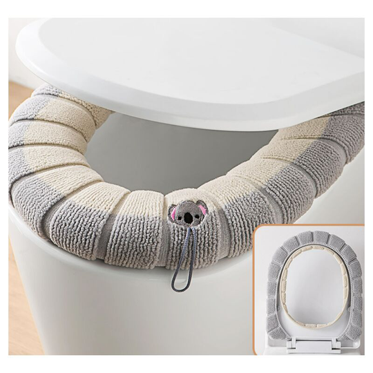 2 knitted toilet seat cushion toilet seat cover household washing thickened Nordic toilet seat cushion toilet ring (double color gray mixed with