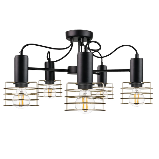Rune Black/gold 5-light Chandelier