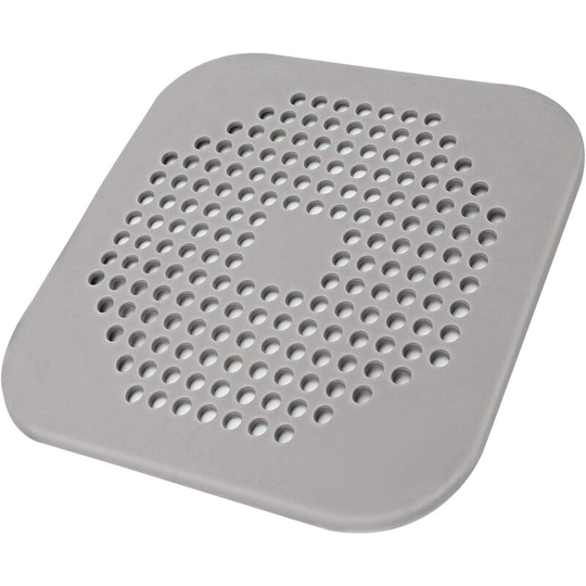 5.7' Square Shower Drain Cover tpr Silicone Flat Plug Filter Shower Drain Protector Flat Filter Plug with Suction Cup (Grey)