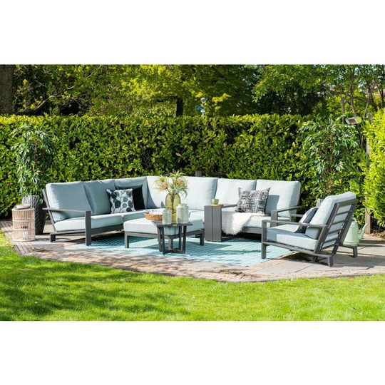 Londres Corner Group with Footstool and Reclining Armchair - Carbon Black / Mint Grey