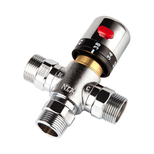 Betterlife Solid Copper 3 Way Thermostatic Mixing Valve 3/4 Inch Solar Water Heater Valve Temperature Control Valve(1 pcs)