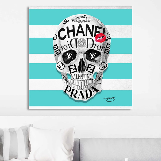Couture to the Bone (Blue) by Jodi - Wrapped Canvas Graphic Art Print