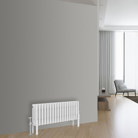 NRG - Traditional Cast Iron Style Radiator Central Heating Rads White Horizontal 4 Column 300x830mm