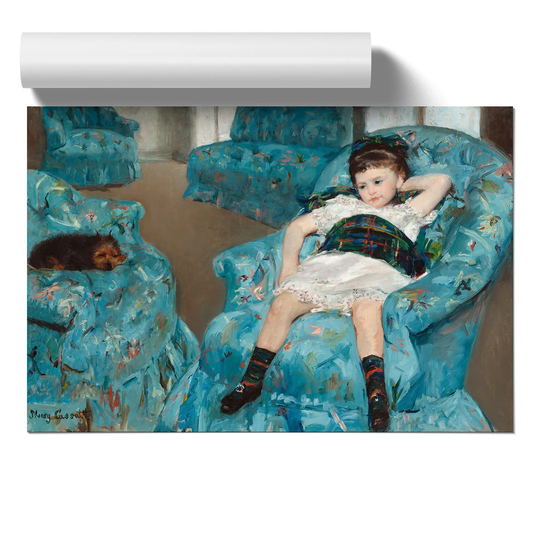 Little Girl in a Blue Armchair by Mary Cassatt - Unframed Painting