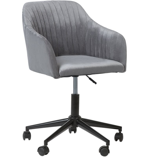 Modern Swivel Office Chair Armchair Adjustable Height Velvet Grey Venice - Grey