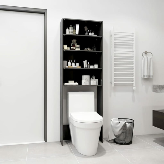 Washing Machine Cabinet,64x24x190cm,High Gloss Grey