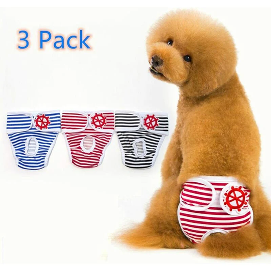 Dog Sanitary Pants Reusable Dog Diaper Washable Menstrual Safety Pants Sanitary Nappies Panty for Physiological Pets 3 Pack Cat Underwear(M)