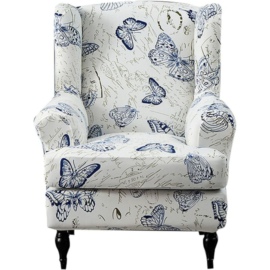 Wing Chair Slipcovers Stretch Spandex Wingback Chair Covers Sofa Slipcover Printing Wingback Armchair Slipcovers Furniture Protector Couch Soft with