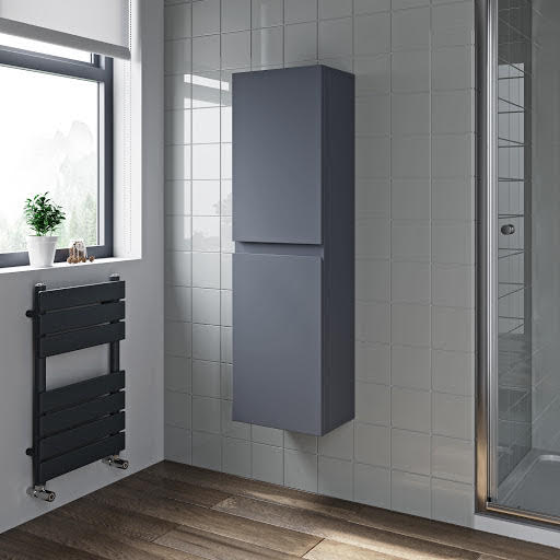 Artis Grey Gloss Wall Hung Tall Bathroom Cabinet 1200 x 350mm