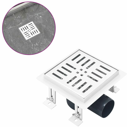 Shower Drain Checker 12x12 cm Stainless Steel FF146001_UK - Topdeal