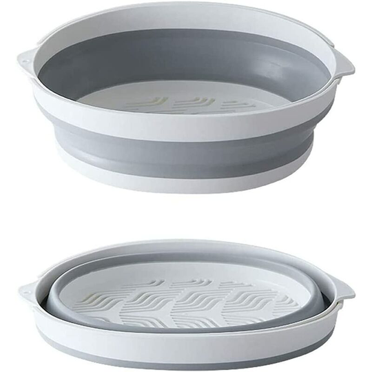 Collapsible Colanders Set, Silicone Kitchen Folding Drainer Basket-Folding Strainers Set Perfect for Draining Pasta, Vegetable and Fruit-White