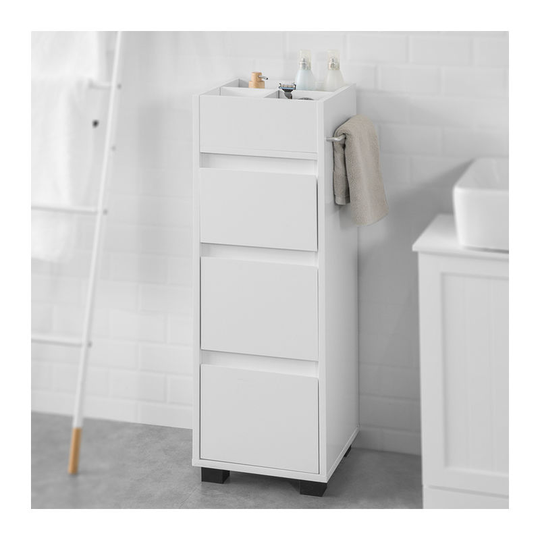 White Bathroom Cabinet Bathroom Storage Cabinet Unit with 3 Drawers,BZR29-W - Sobuy