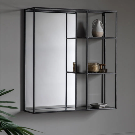 Ellymae Metal Framed Wall Mounted Bathroom Mirror in Black