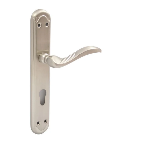 Door Handle Campobello M9 Nickel PZ CYLINDER HOLE, Lock Spacing 72Mm