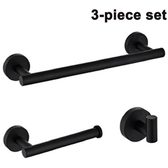 3-Pieces Set Bathroom Hardware Stainless Steel Round Wall Mounted - Includes Hand Towel Bar, Toilet Paper Holder, Robe Towel Hooks,Bathroom