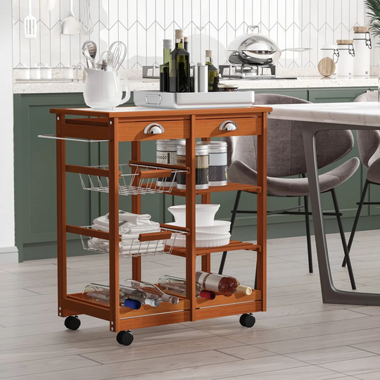 74.29Cm Kitchen Trolley With Locking Wheels