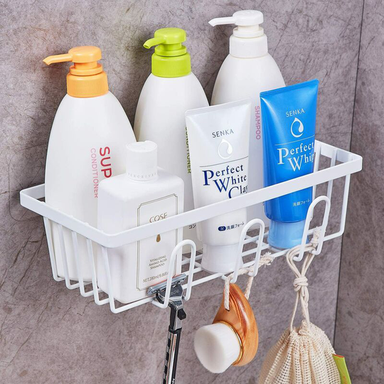 2pcs Shower Holder, Stainless Steel Bathroom Shower Soap Dish No Drilled Shower Box, Bathroom Kitchen Wall Mounted Shower Storage Basket