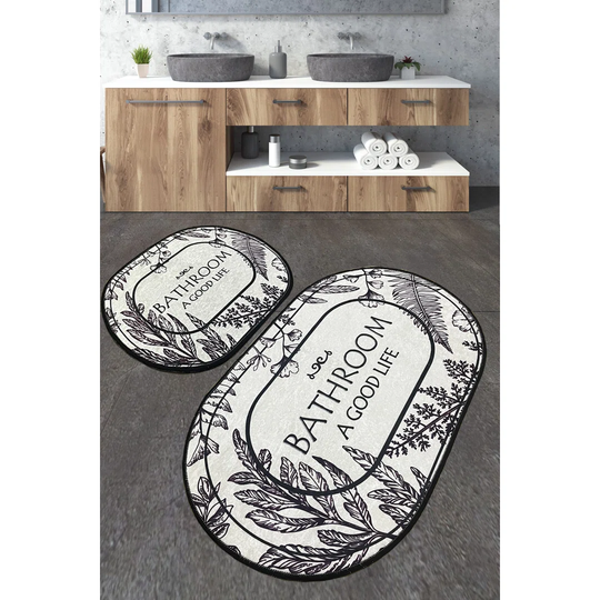 Shannock 2 Piece set Oval Bath Mat