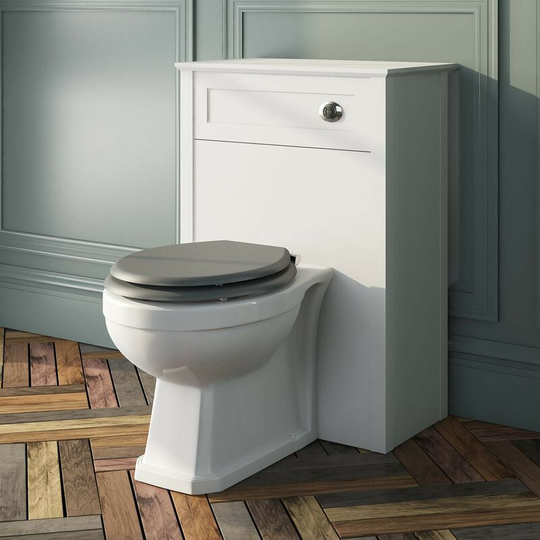 Thebathco - The Bath Co. Camberley back to wall toilet with satin grey soft close seat - White/Grey