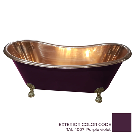 1829mm x 787mm Clawfoot Double Slipper Bathtub