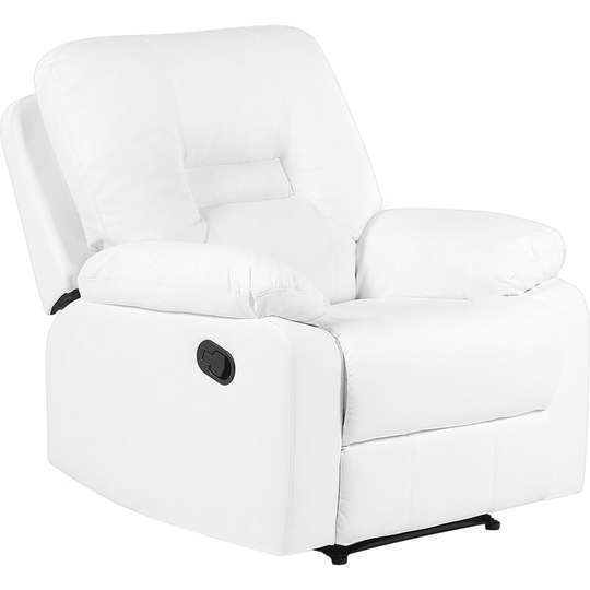 Beliani - Modern Faux Leather Recliner Chair Manual Reclining Padded Armchair White Bergen - White