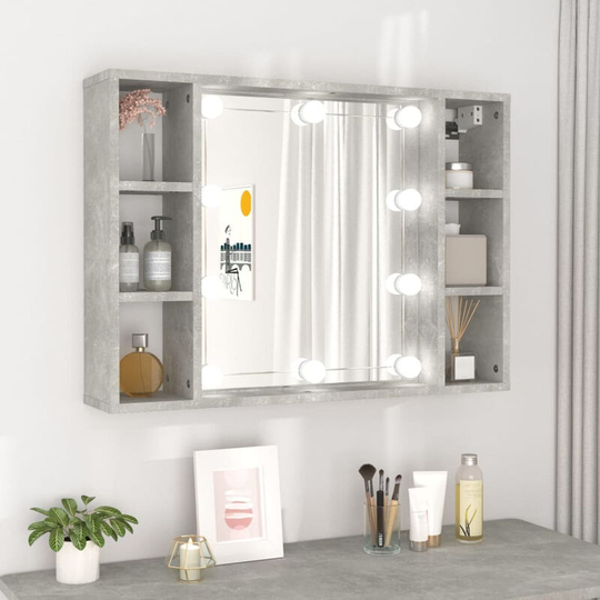 Mirror Cabinet with led Concrete Grey 76x15x55 cm