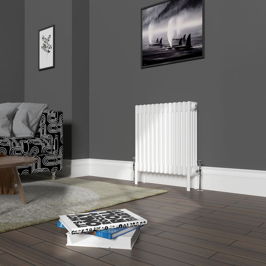 NRG - Traditional 4 Column Radiator Cast Iron Style Heating Rads Horizontal White 600x605mm