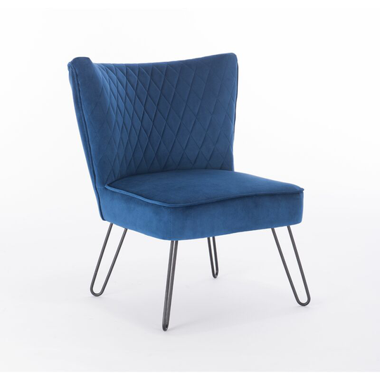 Midnight Blue Upholstered Tarnby Accent Chair, W64xD64xH81 cm - Midnight Blue