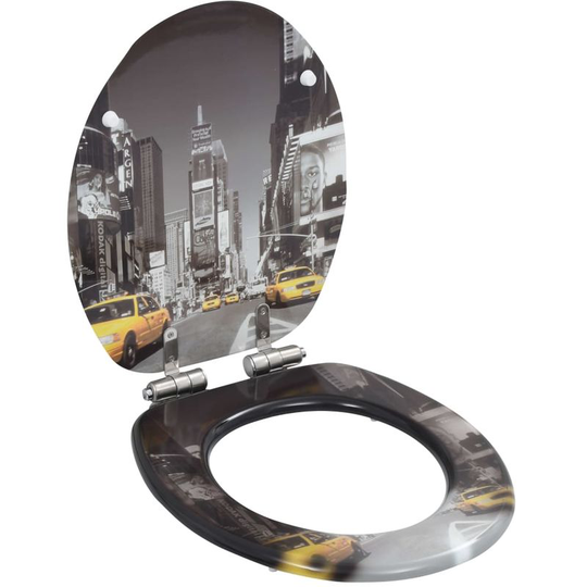 Wc Toilet Seat with Soft Close Lid mdf New York Design VD05817 - Hommoo