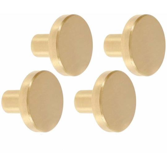 4 solid brass door handles, round cabinet handles with screws, for cabinets, drawers, cabinets, 20 * 25mm