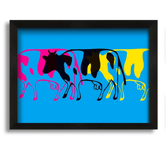 Pop Art Cows - Picture Frame Painting on Canvas
