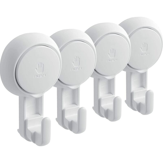 Set of 4 Powerful Suction Cup Hook 5KG, Plastic Vacuum Hook Towel Holder Bathrobe Crown Coat Tea Towel with Suction Cup, Bathroom Kitchen Window