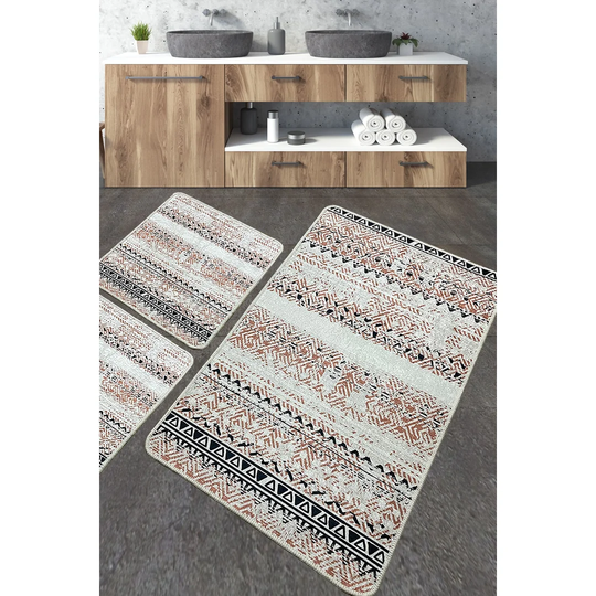 Linnell 3 Piece Rectangle Bath Rug Set