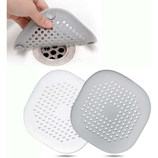 2 Pack Silicone Drain Strainer, Shower Hair Catcher, Tub Drain Cover, Drain Strainer for Bathtub and Kitchen (1 Gray 1 White)