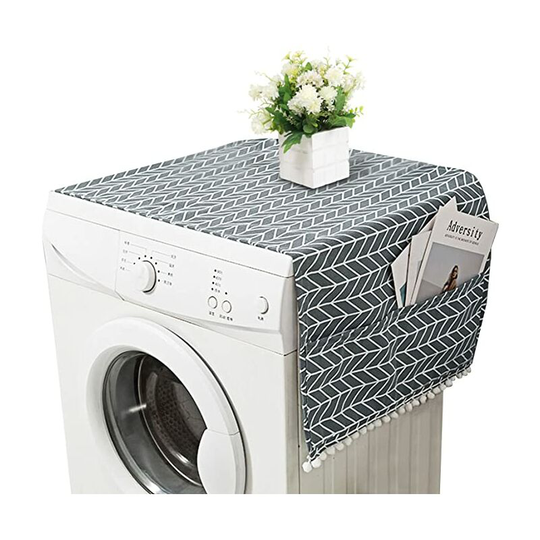 2 pcs Washing Machine Top Cover, 21' x 51' Washer and Dryer Top Cover, Fridge Dust Cover with 4 Storage Pockets, Suitable for Home and Kitchen (Grey