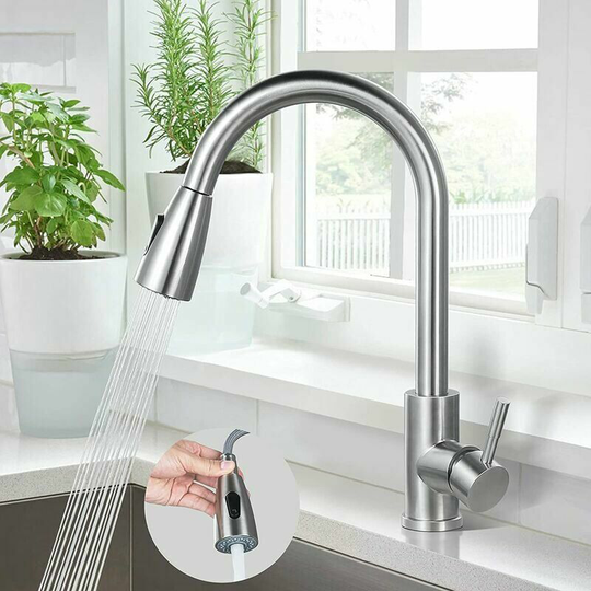 Morejieka - Thisnde Kitchen Faucet, Thisnde 304 Stainless Steel Sink Mixer Tap, 360° Rotating Sink Faucet with Pull Out Spray