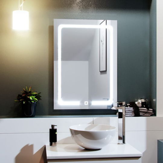 500mm x 700mm Inset led Straight Corner Bathroom Mirror