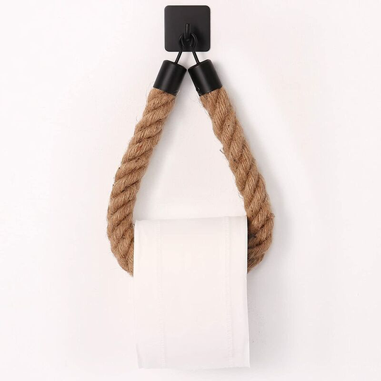 Toilet Paper Holder, Hemp Rope Towel Holder for Bathroom and Kitchen Bathroom Paper Holder Toilet Roll Holder (Black )