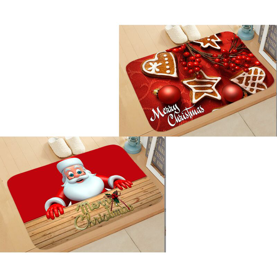 Sunflowergb - Christmas New Year Festive Santa Claus Elk Floor Mat Bedroom Home Bathroom Absorbent Non-Slip Mat,C