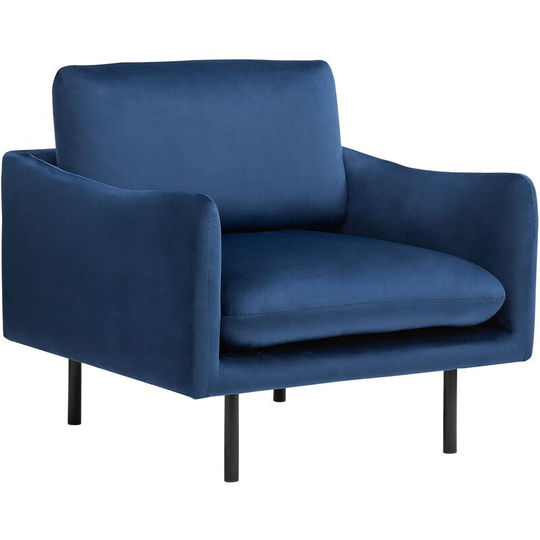 Beliani - Modern Velvet Armchair Dark Blue Fabric Cushion Seat Back Black Legs Vinterbro - Blue