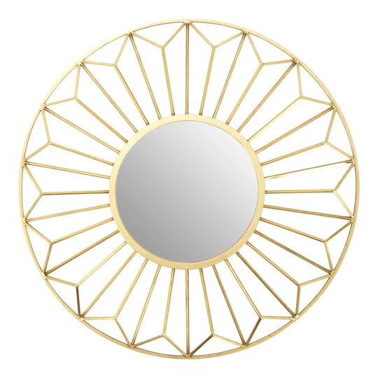 Deidre Round Metal Framed Wall Mounted Mirror in Gold