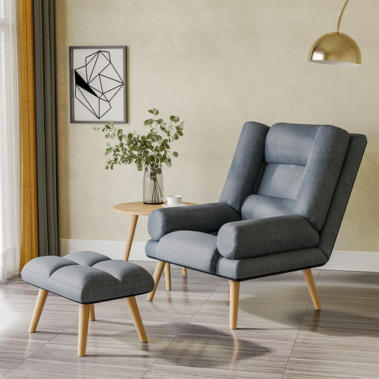 Lounge Recliner Armchair with Footstool, Dark Grey - Livingandhome