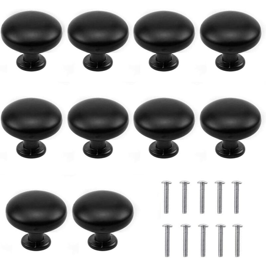 10PCS Black Drawer Door Handle, 30mm Furniture Knob, Single Round Hole Drawer Knobs, Door Knobs, Furniture Handles for Cupboard Cabinet Kitchen,