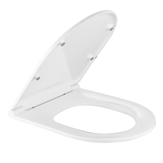 WC Sitz Toilettendeckel Antibakteriell Mit Absenkautomatik, D-Form Toilettensitz, Edelstahl-Befestigung, Duroplast Klodeckel & Klobrille