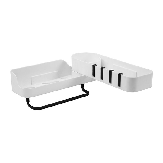 Bathroom Wall Shelves Sanitary Bathroom Storage Shelves Triangle Rotary Spice Layers Plastic Corner - Black