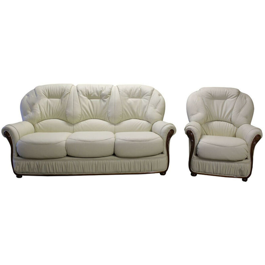 Indiana 3 Seater + Armchair Genuine Italian Cream Leather Sofa Suite Offer