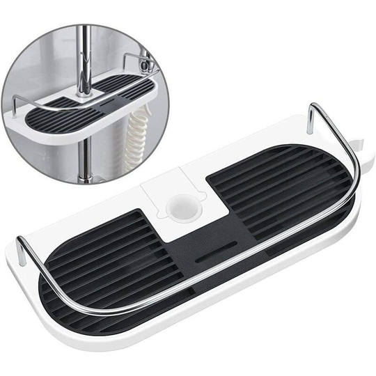 No Drill Shower Rack for Shower Tracks - Bathroom Organizer Bracket for Shampoo, Fits 19mm - 25mm Rail - Litzee