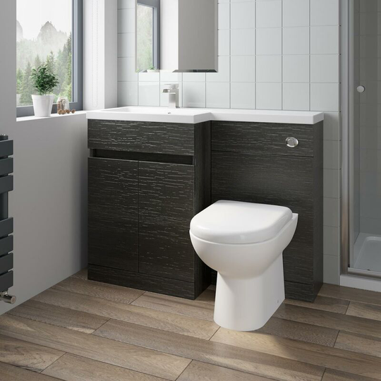 Artis - 1100mm Bathroom Vanity Unit Basin Toilet Combined Furniture Left Hand Charcoal - Grey