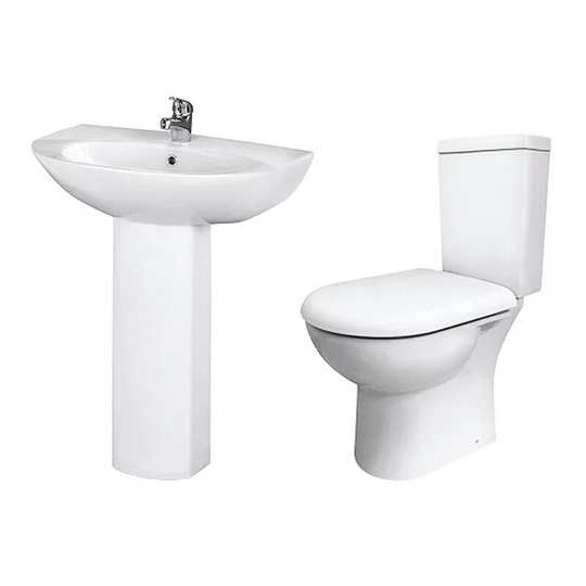 Knedlington Bathroom Suite with Close Coupled Toilet and Basin - 1 Tap Hole - Nuie
